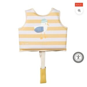 Sunnylife Yellow and White Striped Kids Life Vest with Seagull